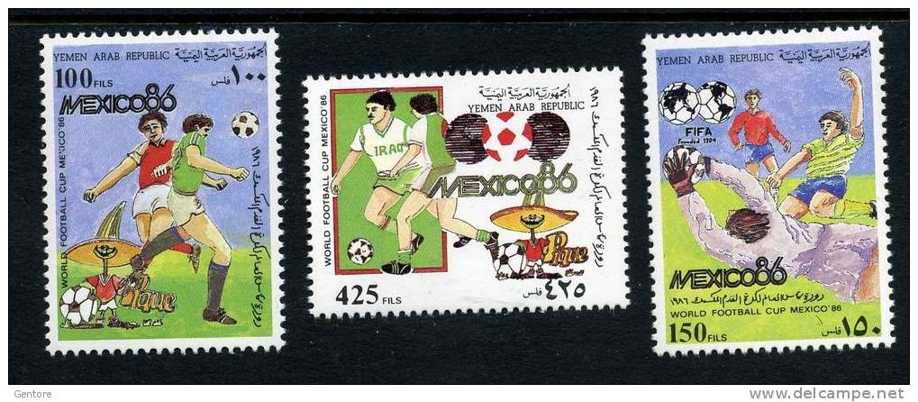 1988 YEMEN  World Cup Mexico 86 Cpl Set Of 3 Yvert Cat. N° 369 Absolutely Perfect MNH ** - Other & Unclassified