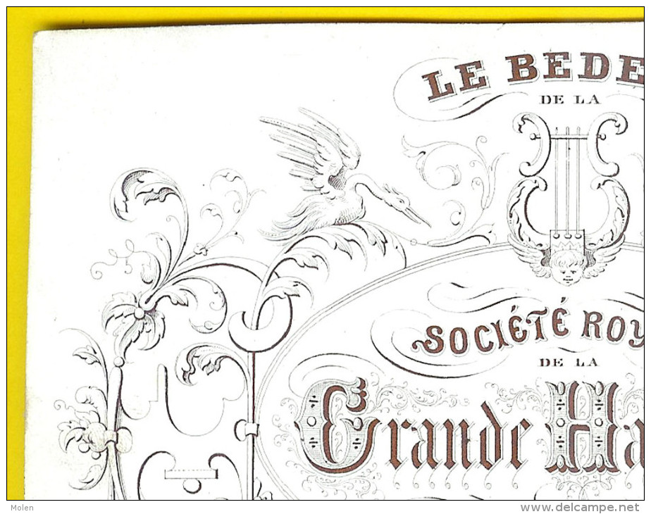 Ca1850 BRUXELLES CARTE PORCELAINE BONNE ANNEE LE BEDEAU DE LA SOCIETE ROYALE DE LA GRANDE HARMONIE PORSELEINKAART 2537 - Muziek En Musicus