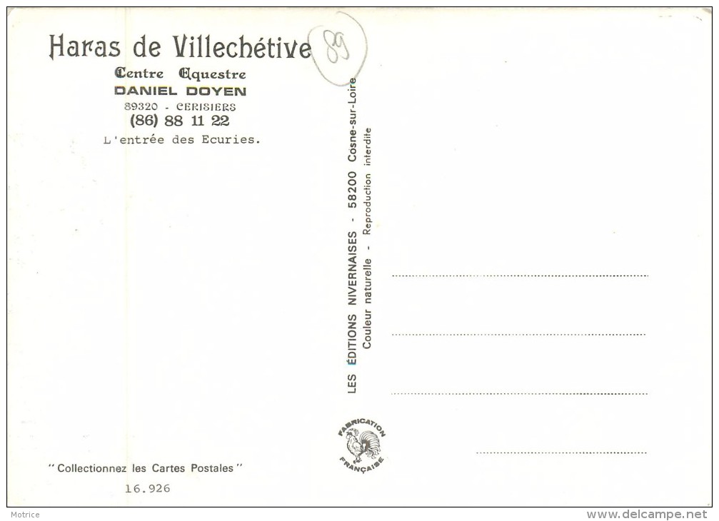 CERISIERS - Haras De Villechétive,centre équestre Daniel Doyen; Lot De 4 Cartes. - Cerisiers