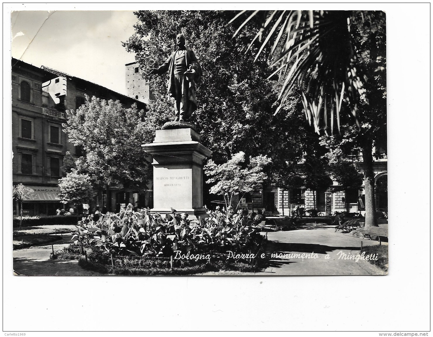 BOLOGNA PIAZZA E MONUMENTO A MINGHETTI  VIAGGIATA  FG - Bologna