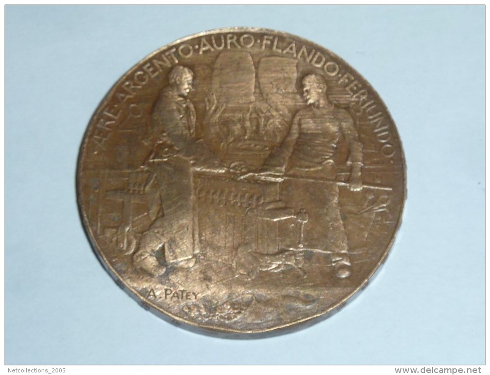 MEDAILLE DE PARIS 1900 - SOUVENIR DE L'EXPOSITION, AERE.ARGENTO.AURO.FLANDO.FERIUNDO - FORGERON - GRAVEUR: A.PATEY. - Other & Unclassified