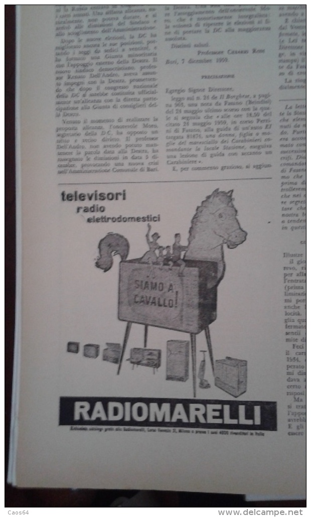 TELEVISORI RADIO ELETTRODOMESTICI RADIO MARELLI SIAMO A CAVALLO Advertising Pubblicità - Fernsehgeräte