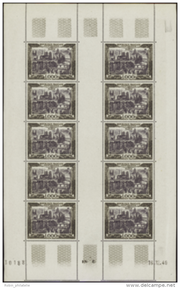 N° 29 F29  1000f Paris Feuille De 20 Timbres CD 16-12-49 Qualité: ** Cote: 1800&nbsp; &euro; - Otros & Sin Clasificación