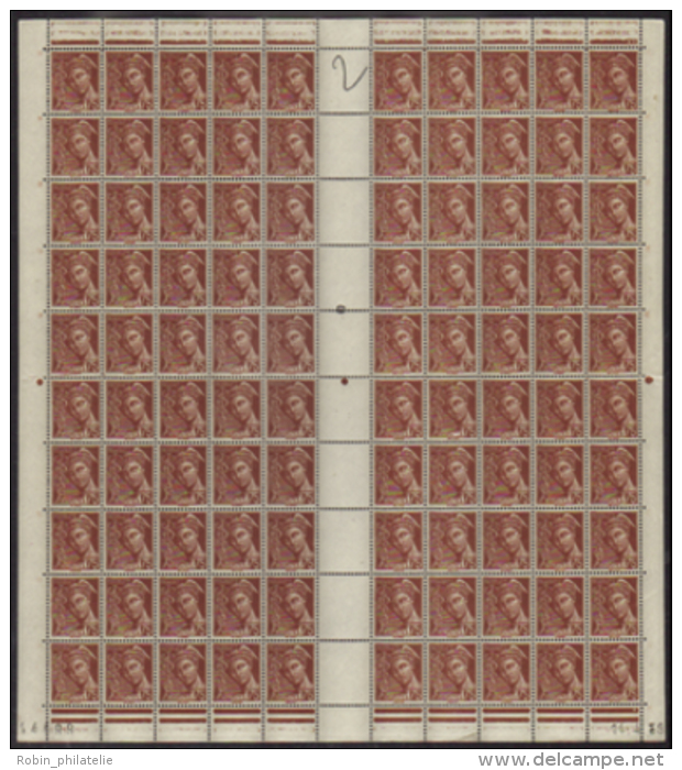 N° 416 A 75c Mercure Feuille De 100 Timbres CD 14-4-39 Qualité: ** Cote: 950&nbsp; &euro; - Otros & Sin Clasificación