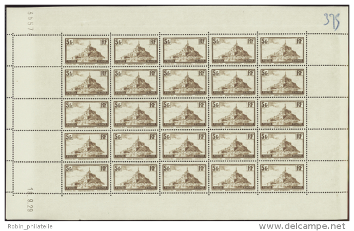N° 260 A 5f Mont St Michel Feuille De 25t CD 18-9-29 Qualité: ** Cote: 1250&nbsp; &euro; - Otros & Sin Clasificación