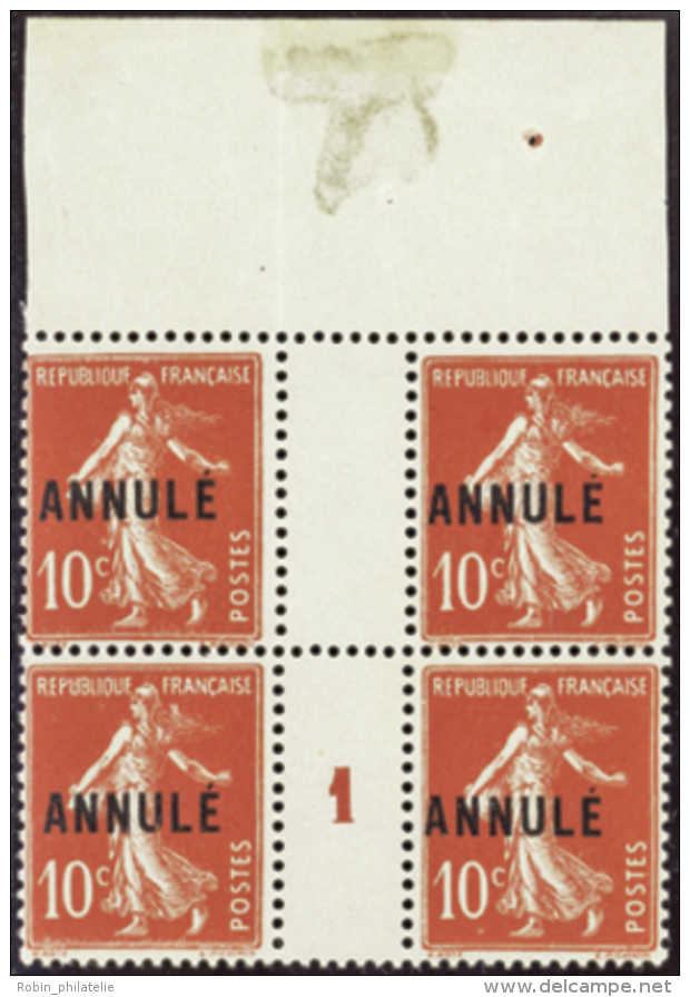 N° ON              18 10c Semeuse Rouge Bloc De 4 Ht De Feuille Mill1 (1ex*) Qualité: ** Cote: 360&nbsp; &eur - Other & Unclassified