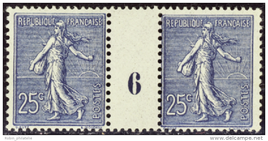 N° 132 A 25c Semeuse Bleu Foncé Millésime 6 Qualité: ** Cote: 600&nbsp; &euro; - Otros & Sin Clasificación