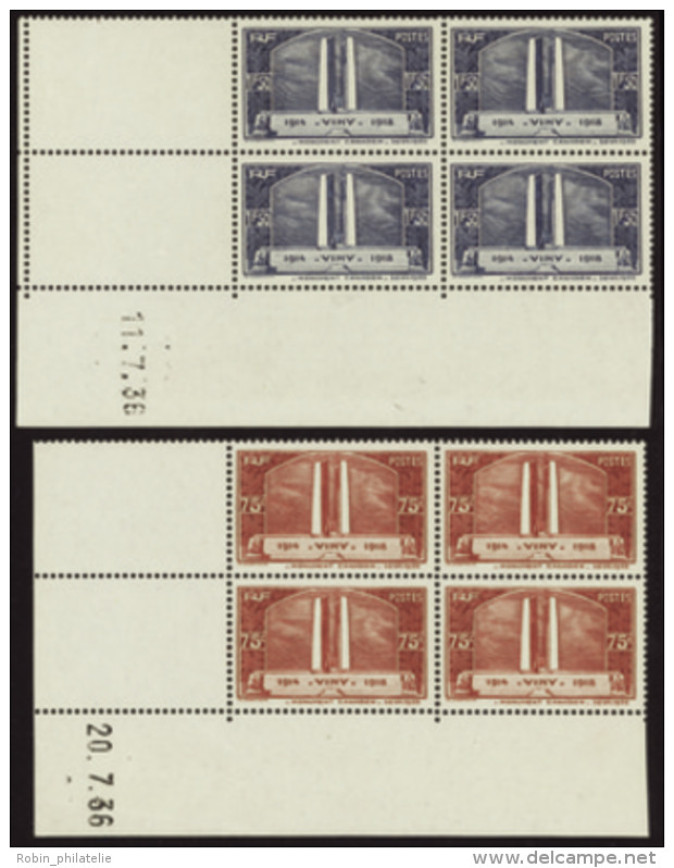 N° 316 /317 Vimy 2 Valeurs 1936 Qualité: ** Cote: 372&nbsp; &euro; - Otros & Sin Clasificación