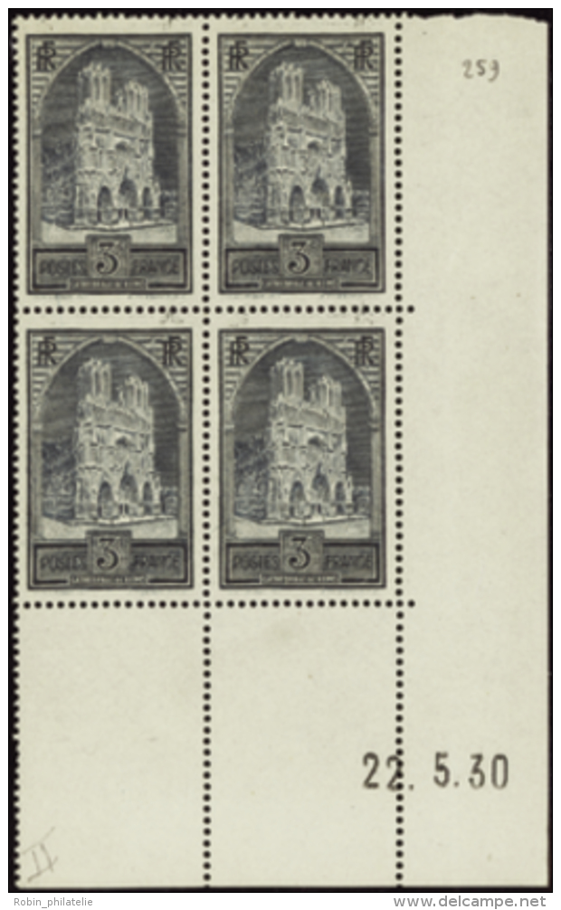 N° 259 A 3f Cathédrale De Reims 22-5-30 (type II) Qualité: ** Cote: 1400&nbsp; &euro; - Otros & Sin Clasificación