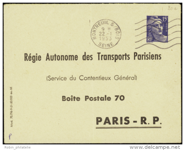 N° 886 E1 (N2f) 15f M. De Gandon RATP 1951 Qualité: OBL Cote: 300&nbsp; &euro; - Otros & Sin Clasificación