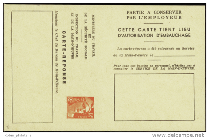 N° 885 L2e 12f M. De Gandon Carte Postale De Service Qualité:  Cote: 450&nbsp; &euro; - Otros & Sin Clasificación