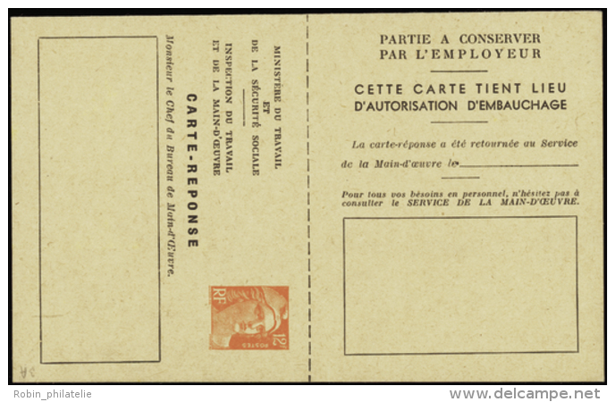 N° 885 L2a 12f M. De Gandon Carte Postale De Service Qualité:  Cote: 450&nbsp; &euro; - Otros & Sin Clasificación