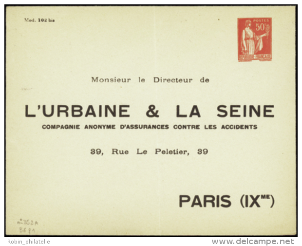 N° 283 (B6f1) 50c Paix Urbaine &amp; La Seine Paris 9è (pli) Qualité:  Cote: 325&nbsp; &euro; - Otros & Sin Clasificación