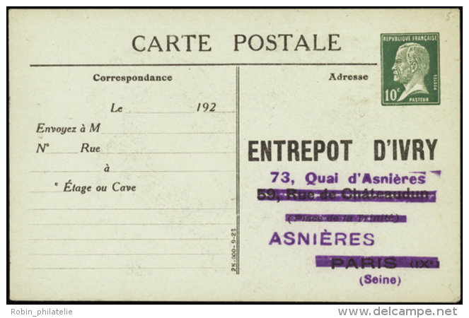 N° 170 CP1  10c Pasteur "Entrepôt D'Ivry" Asnières Qualité:  Cote: .....&nbsp; &euro; - Otros & Sin Clasificación