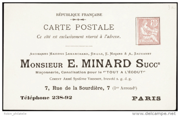 N° 124 D4  10c Mouchon Carte Postale Privée "Minard" Qualité:  Cote: 1300&nbsp; &euro; - Other & Unclassified