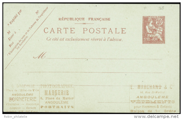 N° 124 D3  10c Mouchon  La Publicité Postale (s.163 Angoulême) Qualité:  Cote: .....&nbsp; &euro - Other & Unclassified