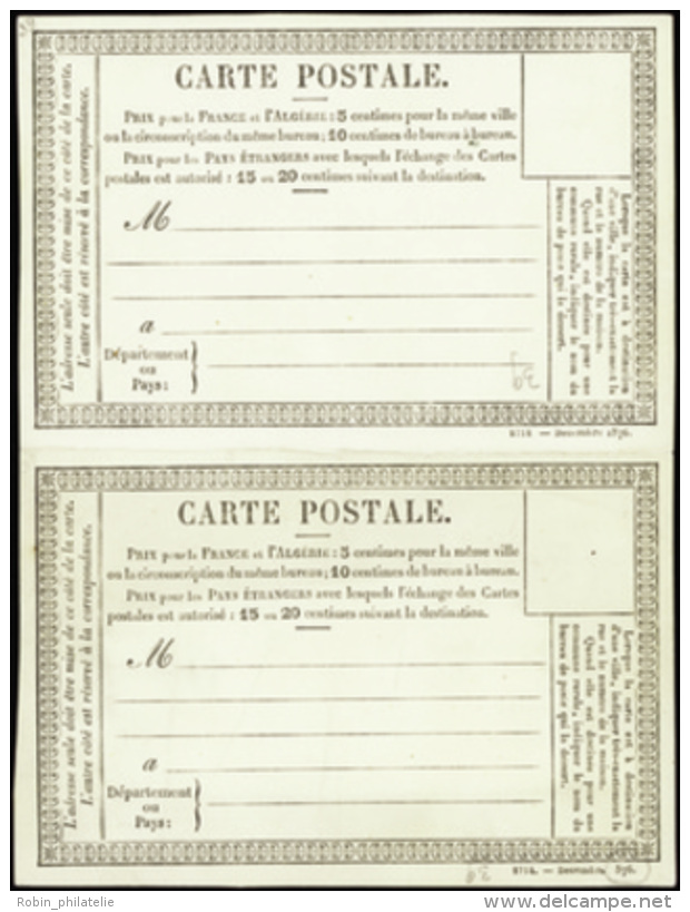 N° 0 Carte Postale 39A Non émis 2714 Déc. 1876 Tenant à 876 Qualité:  Cote: .....&nbsp; - Otros & Sin Clasificación