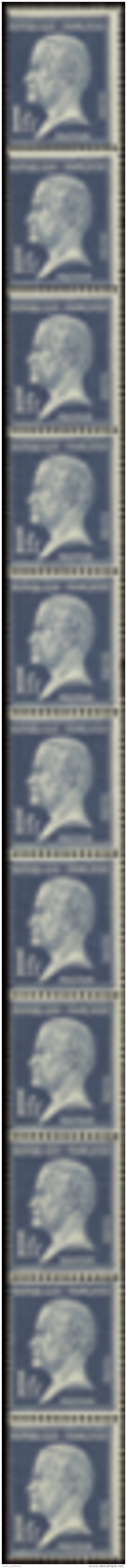 N° 19 1f Pasteur Bande Verticale De 11 Timbres Qualité: ** Cote: 950&nbsp; &euro; - Otros & Sin Clasificación