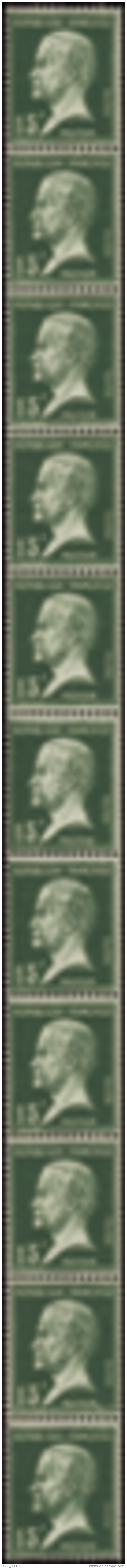 N° 12 15c Pasteur Bande Verticale De 11 Timbres Qualité: ** Cote: 210&nbsp; &euro; - Other & Unclassified