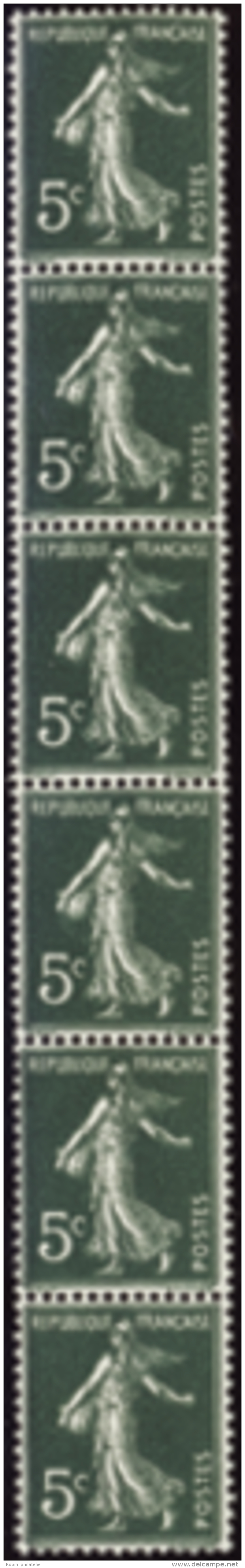 N° 1 5c Semeuse Vert Bande Verticale De 6 Timbres Qualité: ** Cote: 245&nbsp; &euro; - Other & Unclassified