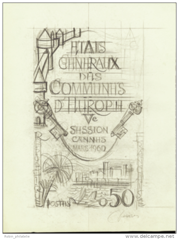 N° 1244 Communes D'Europe Cannes 1960 Projet Non émis Qualité:  Cote: .....&nbsp; &euro; - Otros & Sin Clasificación