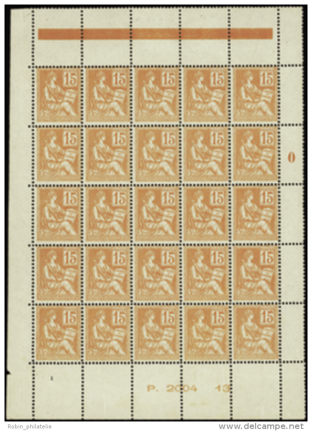 N° 117 15c Mouchon Panneau De 25 Timbres Qualité: ** Cote: 875&nbsp; &euro; - Andere & Zonder Classificatie