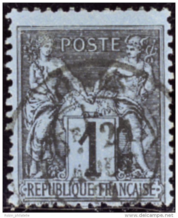 N° 84 1c Noir Sur Bleu De Prusse TB Qualité: OBL Cote: 6000&nbsp; &euro; - Otros & Sin Clasificación