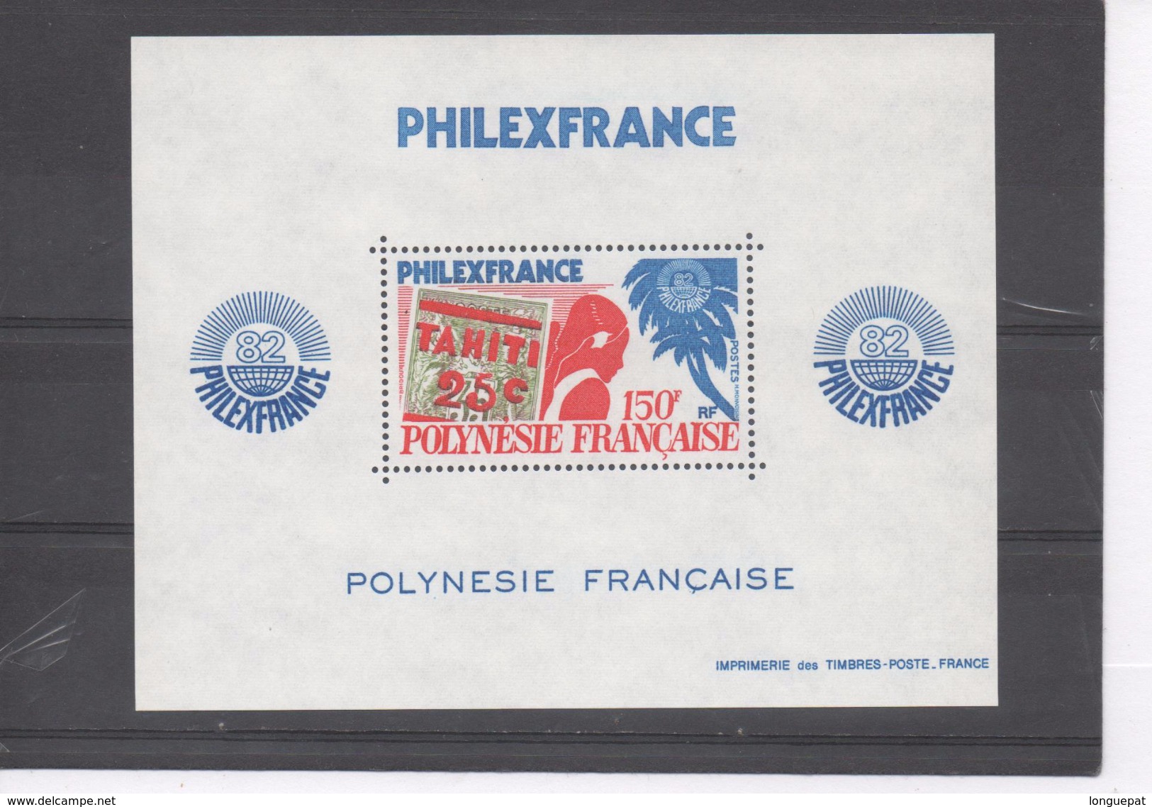 POLYNESIE Frse -  "Philexfrance 82" Exposition Philatélique.Internationale - T.P. N°3 De Tahiti - Timbre Sur Timbre - - Hojas Y Bloques