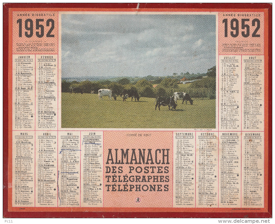 ALMANACH Des Postes,Télégraphes Et Téléphones 1952 : YONNE - Grand Format : 1941-60