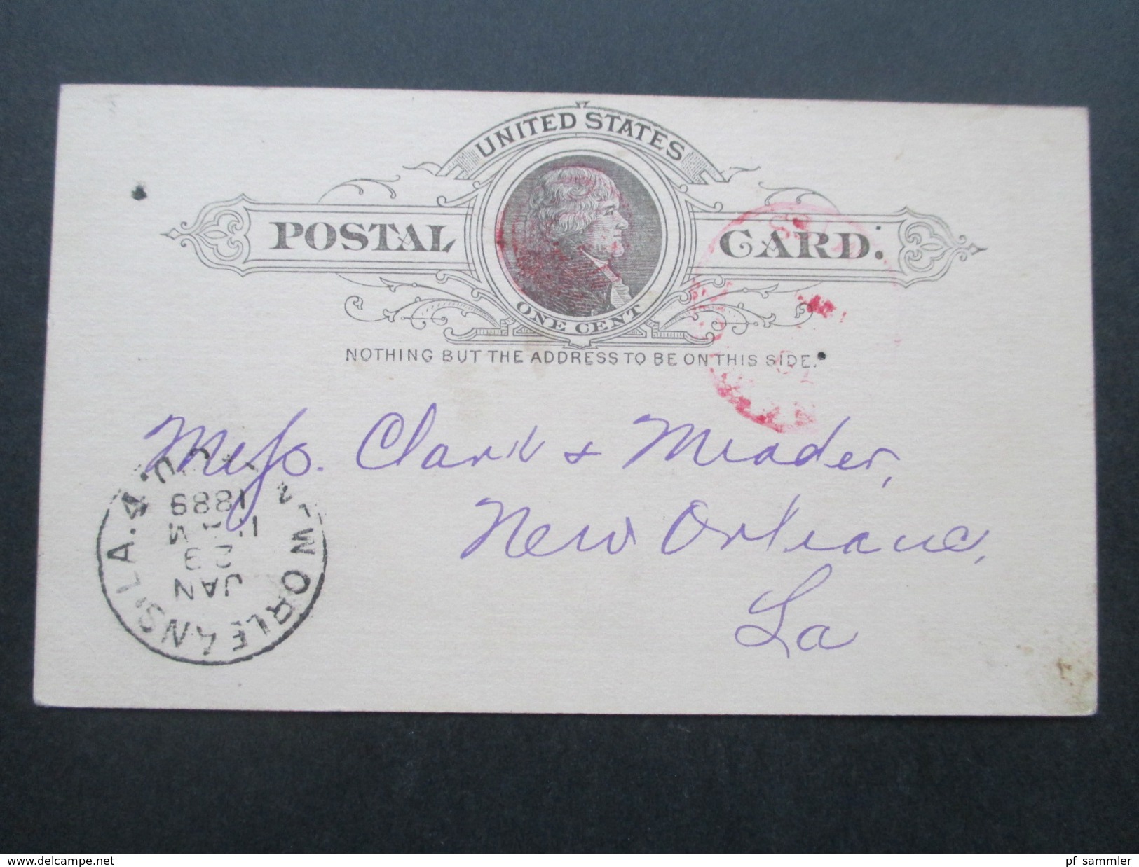 USA 1889 Ganzsache Mit 2 Roten Stempeln! New Orleans LA. 4 - Storia Postale