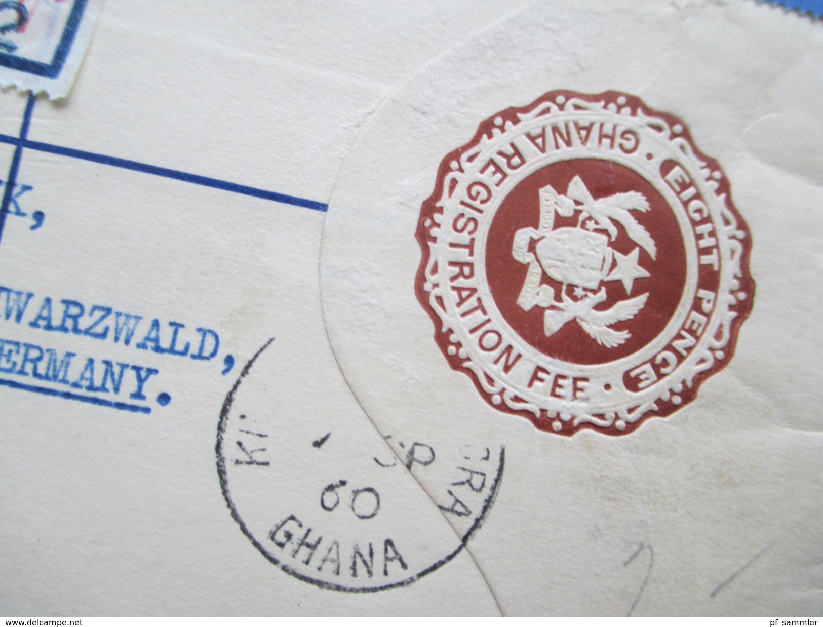 Ghana 1960 Airmail / Registered Letter / Ganzsache. R Zettel Mit Handschriftlichem Vermerk. Accra No 5532. Ganzsache - Ghana (1957-...)