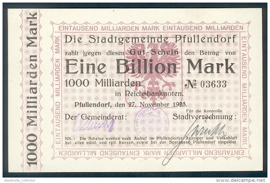 Deutschland, Germany, Stadtgemeinde Pfullendorf - 1 Billionen Mark, 1923 ! - 1 Biljoen Mark