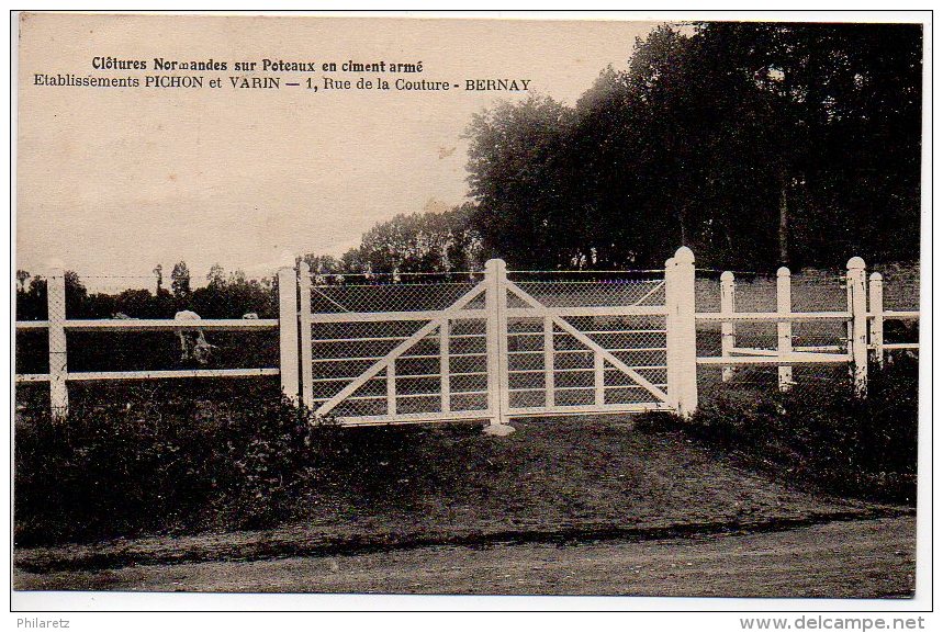 Clôtures Normandes Sur Poteaux En Ciment Armé - Etablissement PICHON Et VARIN - 1 Rue De La Couture Bernay - Bernay