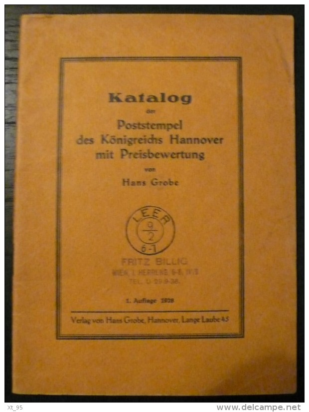 Katalog Des Poststempel Des Konigreichs Hannover - 1928 - 24 Pages - Frais De Port 1.50 Euros - Autres & Non Classés