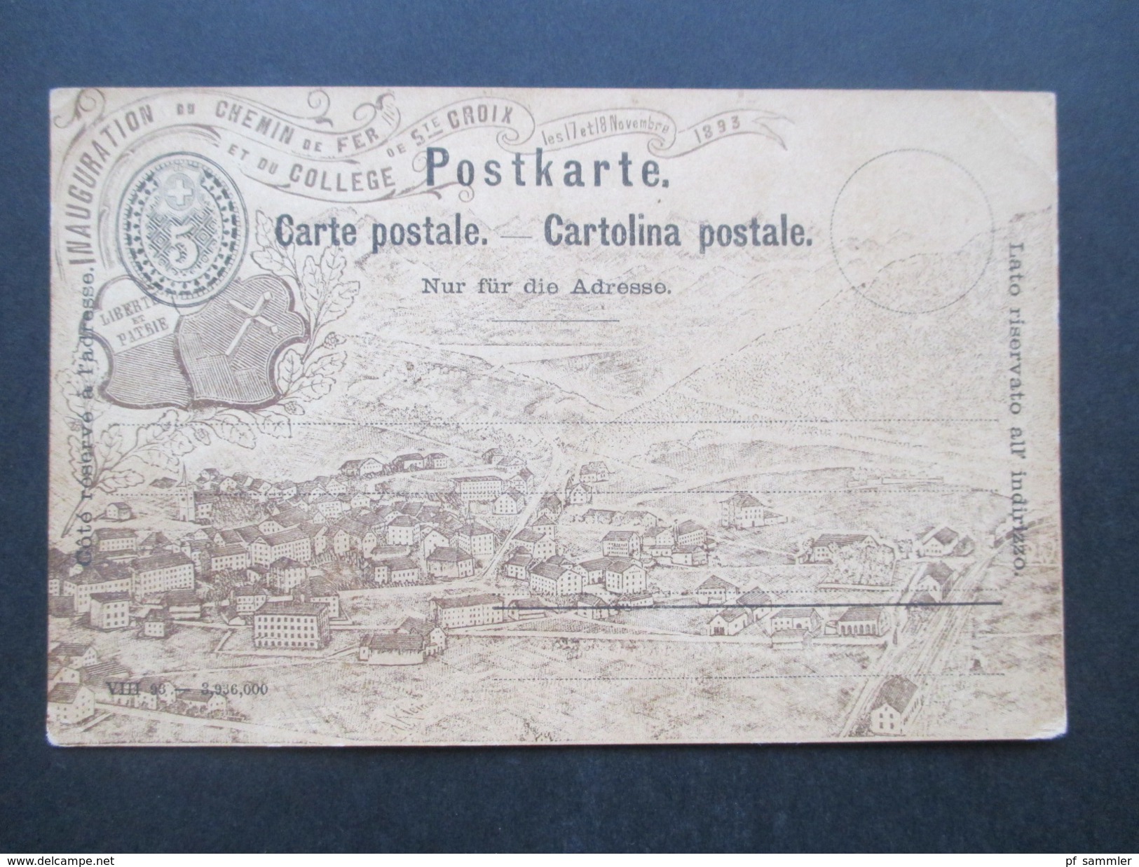 Schweiz 1893 Sonderkarte / Privatganzsachen?! Inauguration Chemin De Fer / Ste. Croix. 2 Karten. Liberte Et Partrie - Stamped Stationery