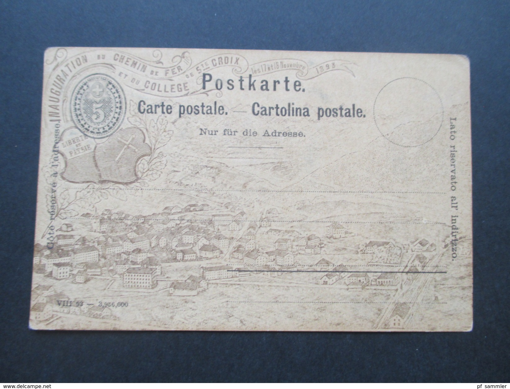 Schweiz 1893 Sonderkarte / Privatganzsachen?! Inauguration Chemin de Fer / Ste. Croix. 2 Karten. Liberte et Partrie
