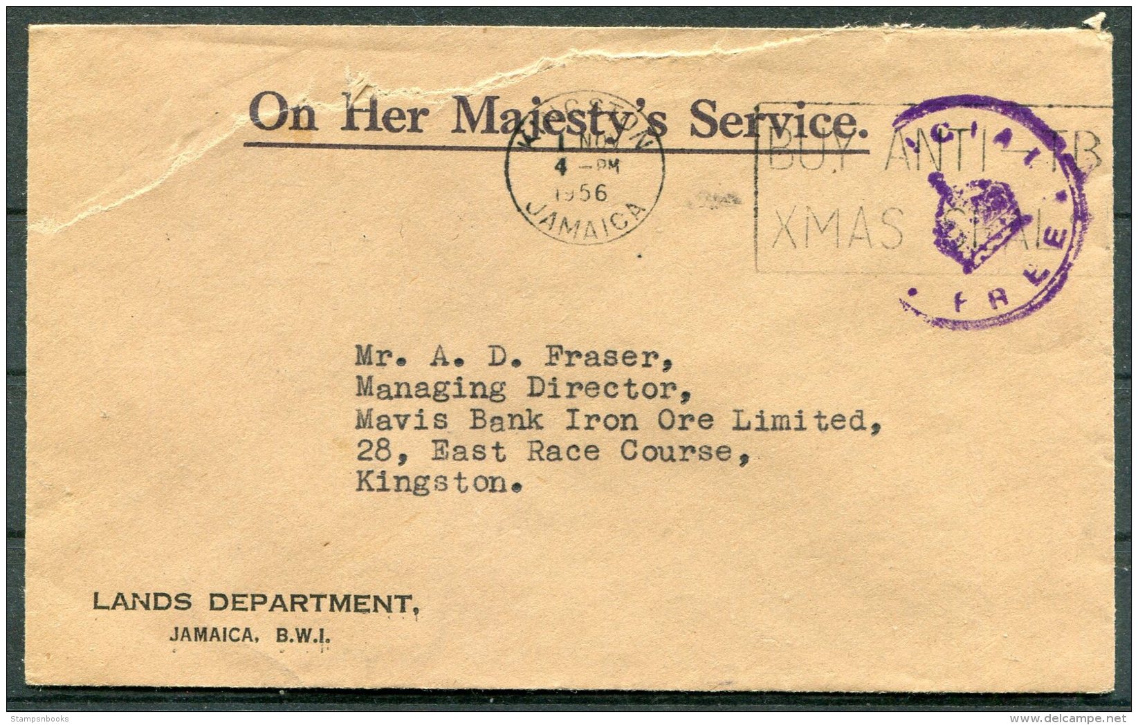 1956-7 Jamaica Group Of 5 Official OHMS Covers. Public Works, Survey Dept. Land Dept. Chief Minister - Jamaica (...-1961)