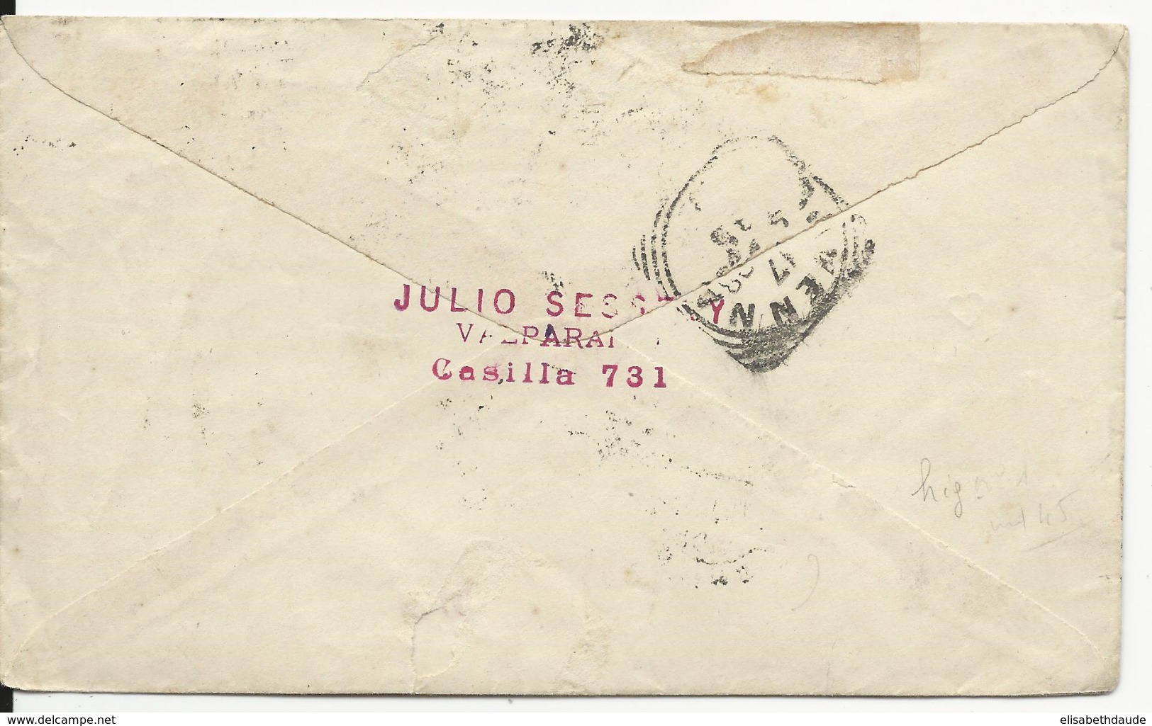 CHILI - 1898 - ENVELOPPE ENTIER De VALPARAISO Pour RAVENNA (ITALIE) - Cile