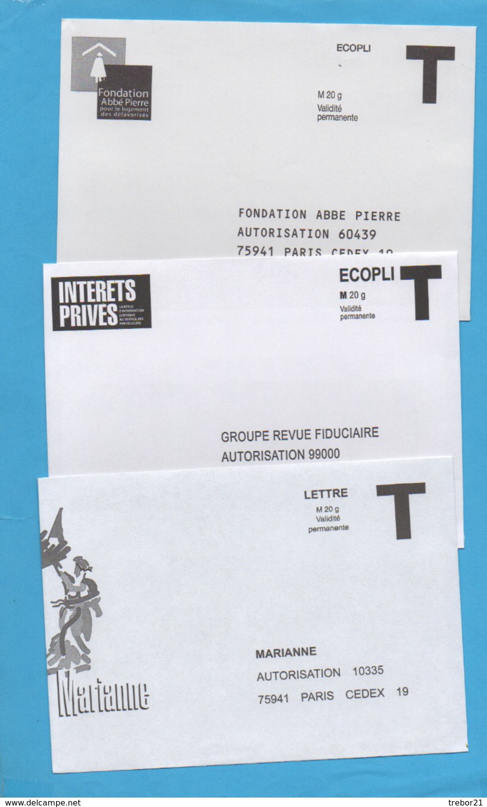 Lot De Trois Enveloppes  T - Buste Risposta T