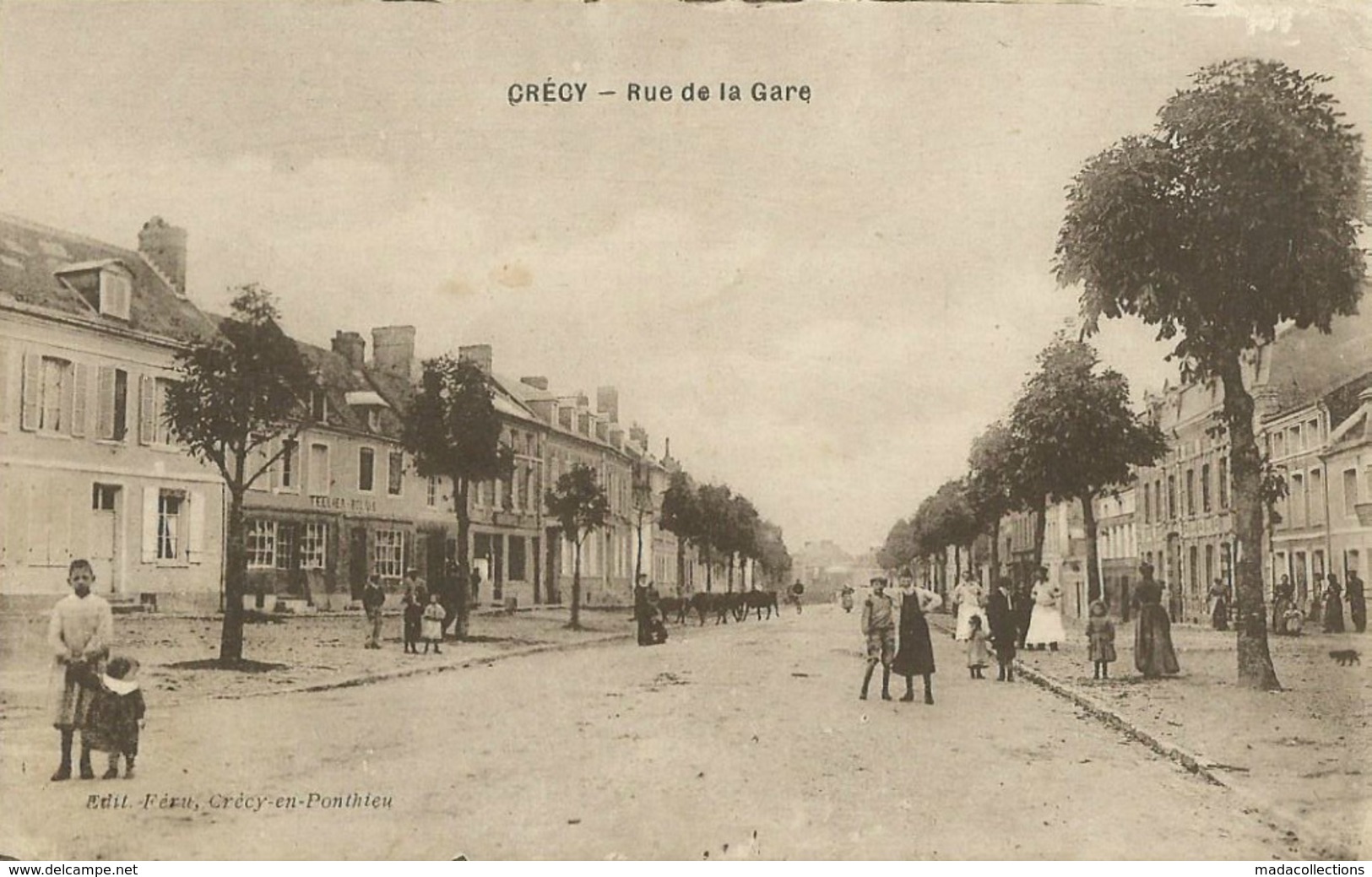 CRECY En PONTHIEU    (80.Somme) La Rue De La Gare - Crecy En Ponthieu