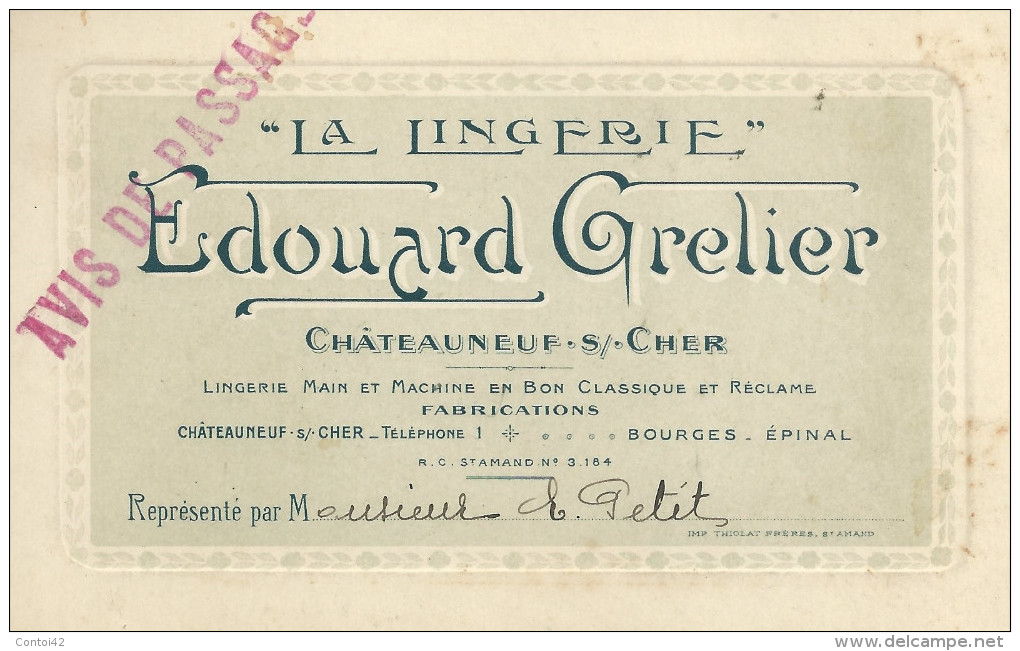 18 CHATEAUNEUF SUR CHER  CARTE DE VISITE - Cartes De Visite