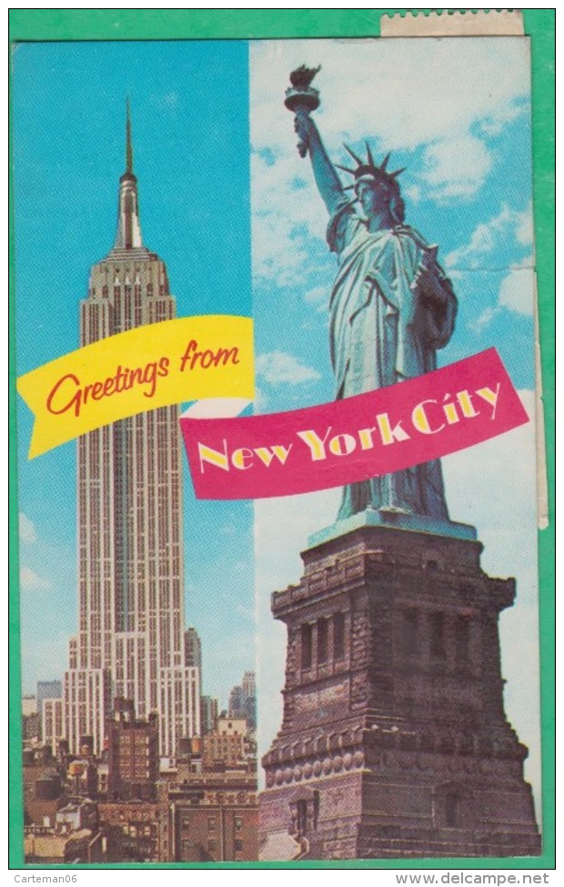 Etats Unis - Greetings From New York City - Statue Of Liberty, Libertuy Island In Harbor - Empire State Building - Statue Of Liberty