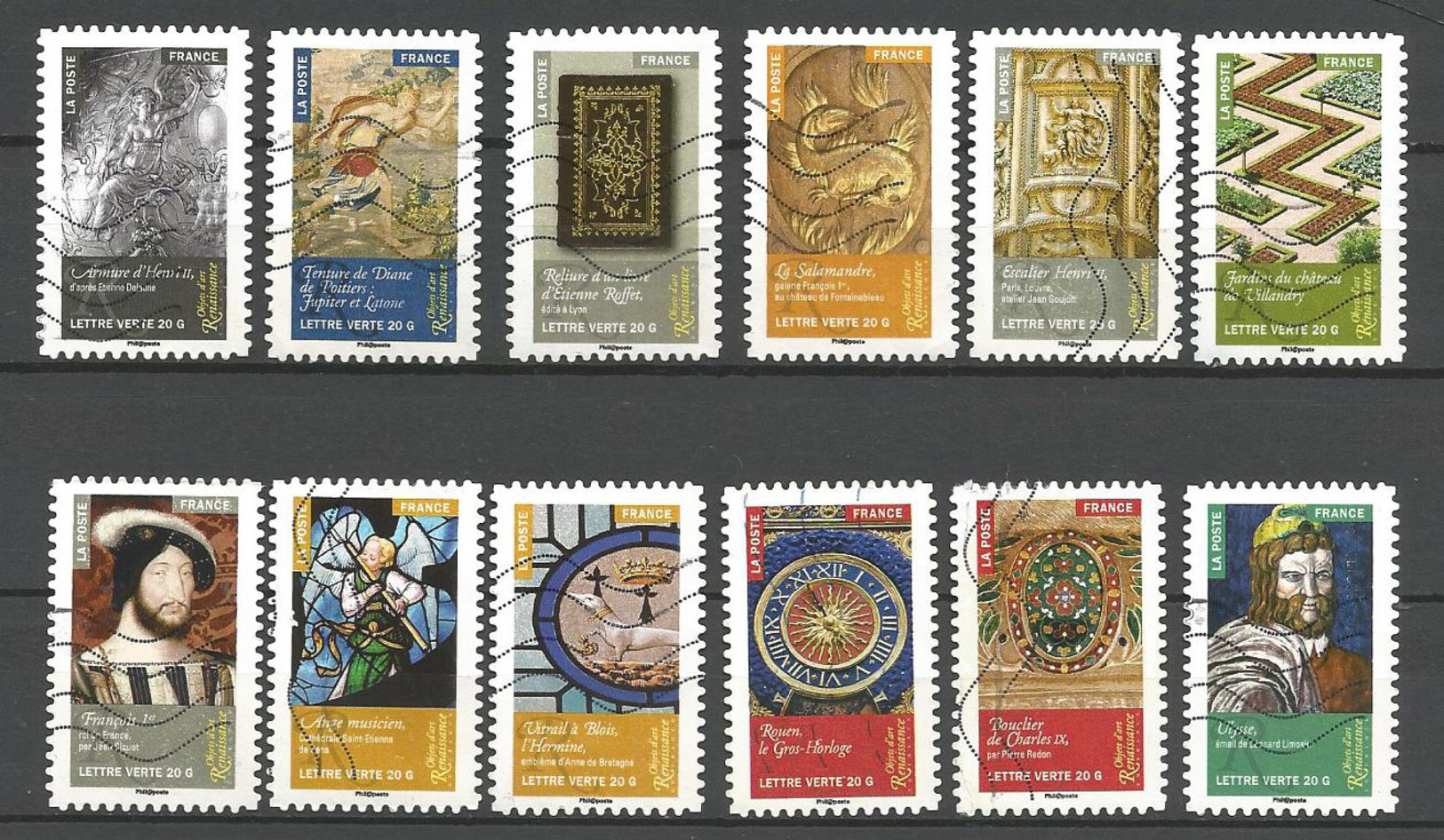 #  France / Adhesif / N° 1011 à 1022 Oblitéré / Art Renaissance En France / 2014 / Lot N° 123 Serie - Used Stamps