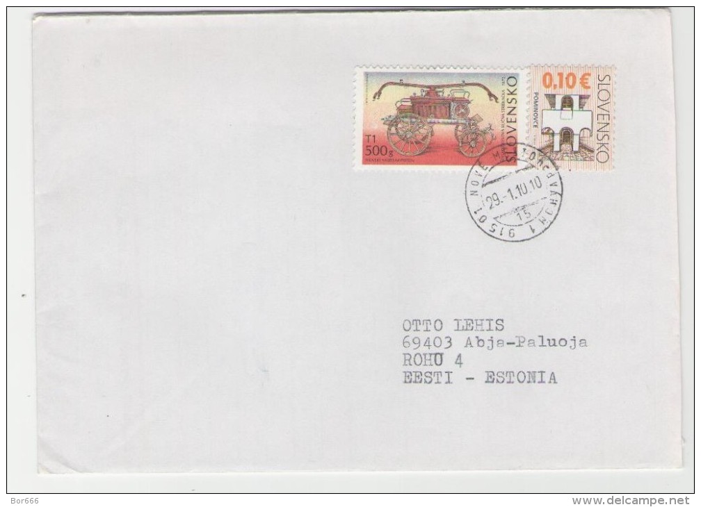 GOOD SLOVAKIA Postal Cover To ESTONIA 2010 - Good Stamped: Firefighting - Storia Postale