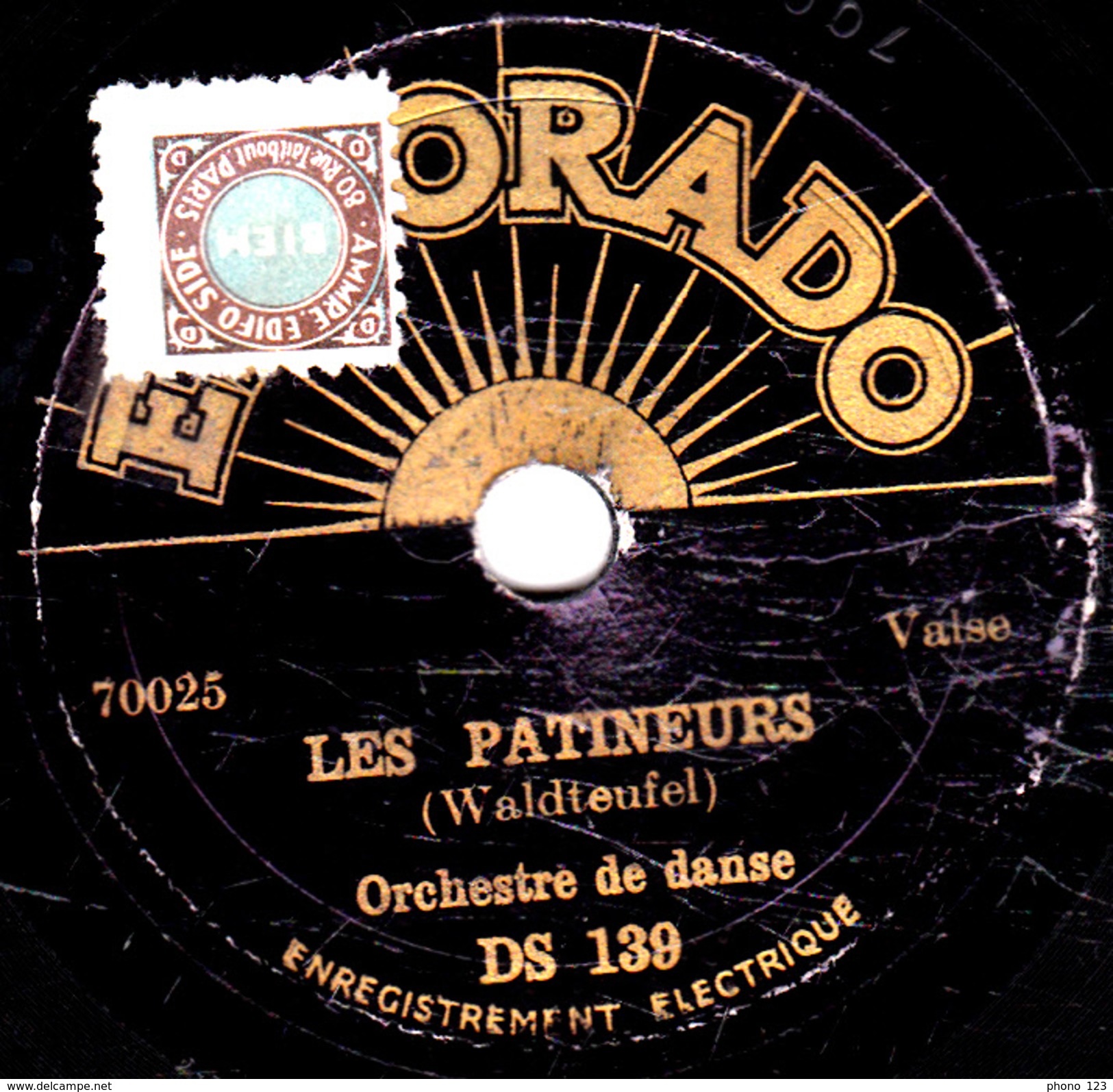 78 T. -  20 Cm - état  B  - Orchestre Symphonique -  ESTUDIANTINA - LES PATINEURS - 78 T - Disques Pour Gramophone