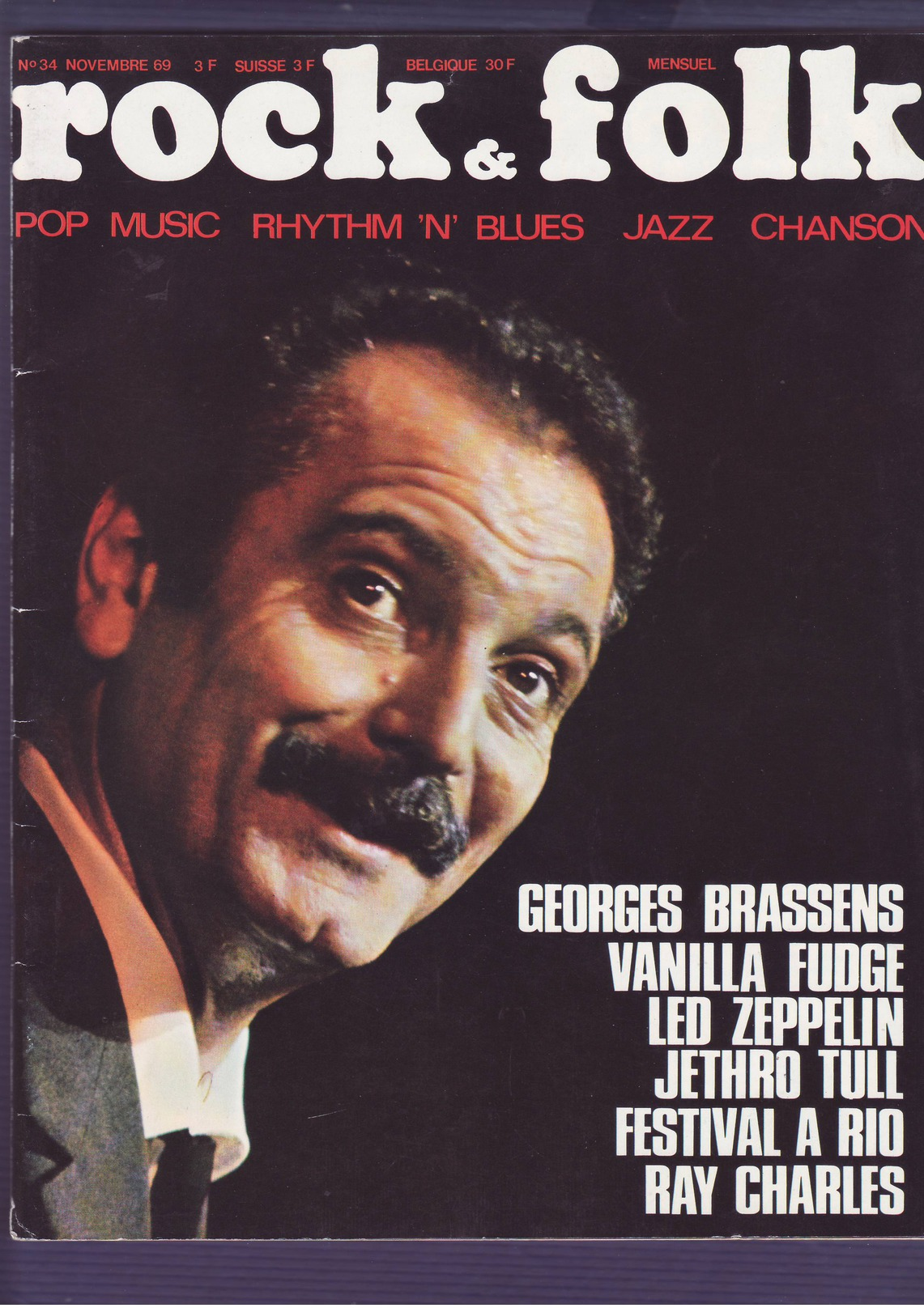 Revue Rock & Folk N° 34 Novembre 1969 Georges Brassens - Other & Unclassified