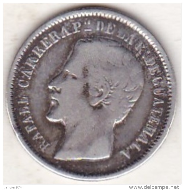 GUATEMALA ,UN REAL 1865 R , RAFAEL CARRERA. ARGENT .KM#137.1. - Guatemala