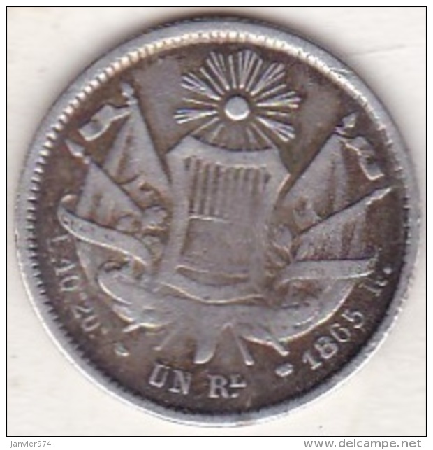 GUATEMALA ,UN REAL 1865 R , RAFAEL CARRERA. ARGENT .KM#137.1. - Guatemala