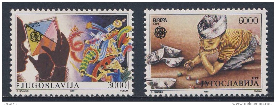 Jugoslavija Yugoslavia 1989 Mi 2340 /1 YT 2222 /3 ** Girl Looking Through Magic Cube + Boy Playing Marbles, Paper Boats - Ongebruikt