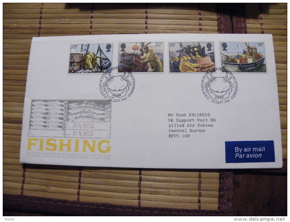 A406.FDC.  Premier Jour.Royaume-Uni. FISHING... BUREAU EDINBURGH 1981 - Non Classés